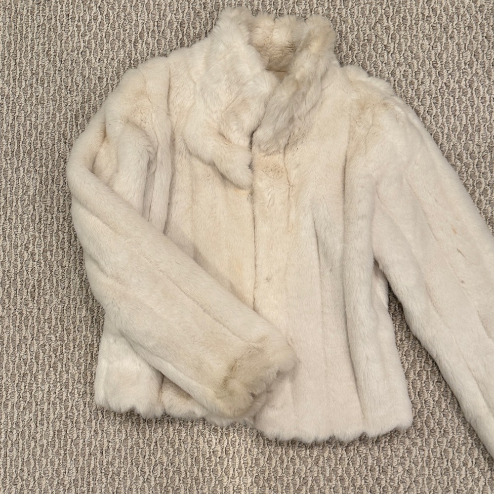 Real Fox Fur Cream White Jacket